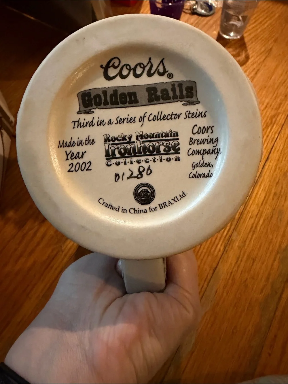 Coors Golden Rails ceramic Stein - Decorative Drinkware